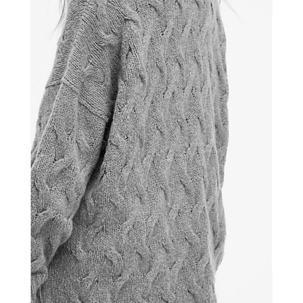 NEW FREE PEOPLE Sz XS JUNE CABLE V NECK SWEATER LONGLINE SLOUCHY KNIT TUNIC - Picture 6 of 6